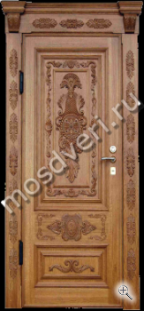 Одностворчатая дверь для коттеджа из массива с резьбой - купить от производителя Мосдвери Одностворчатая дверь для коттеджа из массива с резьбой