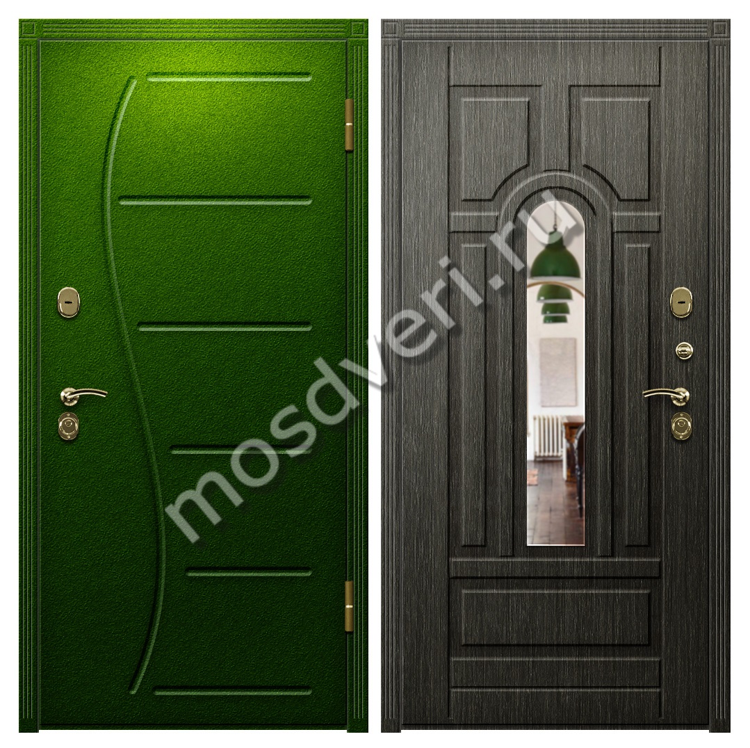Квартирная входная дверь с зеркалом порошковое напыление и МДФ - купить от производителя Мосдвери Квартирная входная дверь с зеркалом порошковое напыление и МДФ
