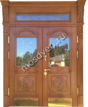 Двустворчатая входная дверь со стеклом SM-46 - купить от производителя Мосдвери Двустворчатая входная дверь со стеклом SM-46