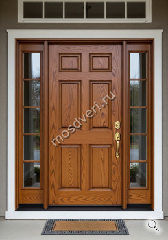 Высокая входная дверь в частный дом коричневая со стеклом c двух сторон - купить от производителя Мосдвери Высокая входная дверь в частный дом коричневая со стеклом c двух сторон